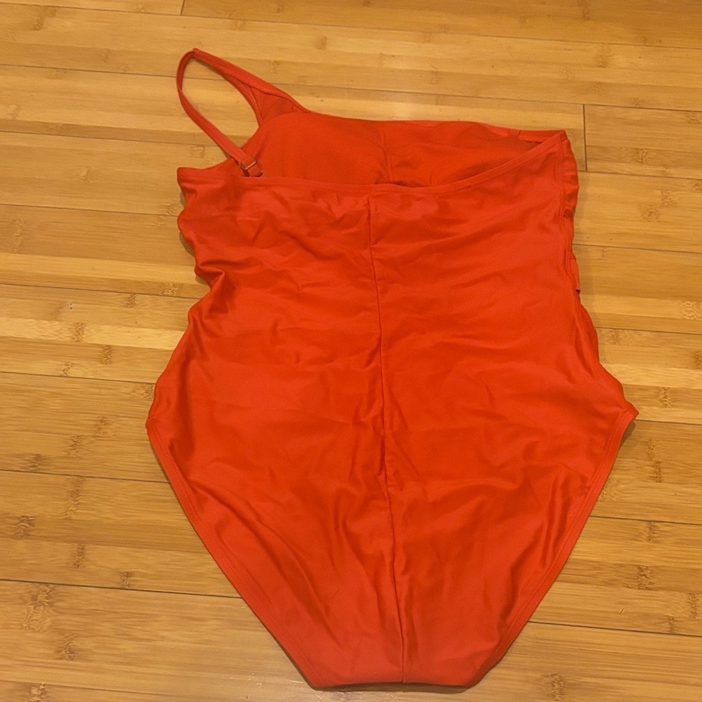Orange One-Shoulder Women Swim One Piece - Picture 3 of 4